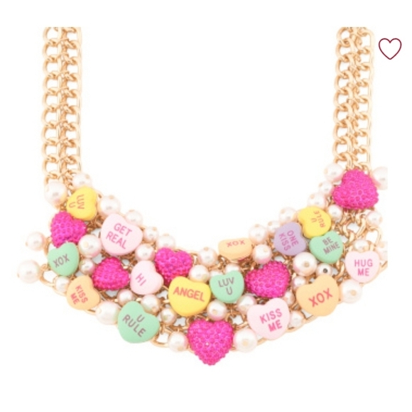 🔹️Betsey Johnson 🔹️Think Pink  Swwetheart Candy XO Statement Necklace  💛✨️💗 - Picture 5 of 11